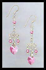 Tiny Rose Pink Heart Earrings
