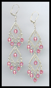 Swarovski Rose Pink Crystal Earrings