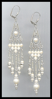 Crystal Pearl Chandelier Earrings