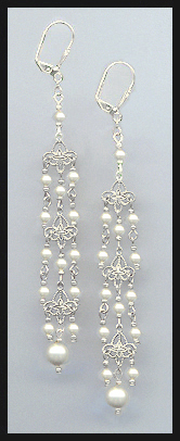 4" Crystal Pearl Chandelier Earrings Earrings