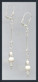 Silver Pearl Rondelle Earrings