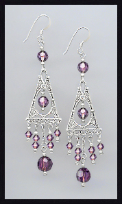Amethyst Purple Deco Style Earrings