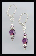 Silver Swarovski Amethyst Purple Rondelle Earrings