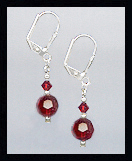 Tiny Silver Ruby Red Crystal Earrings