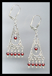 Deco Style Ruby Red Earrings