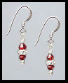 Mini Silver Ruby Red Crystal Rondelle Earrings