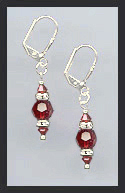 Silver Ruby Red Swarovski Rondelle Earrings