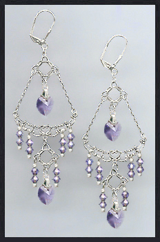 Tanzanite Purple Heart Chandelier Earrings