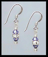 Mini Silver Tanzanite Purple Crystal Rondelle Earrings