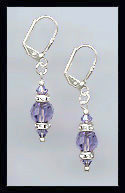Silver Tanzanite Purple Swarovski Rondelle Earrings