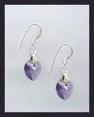 Tiny Silver Tanzanite Purple Crystal Heart Earrings