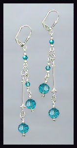 Swarovski Teal Blue Crystal Drop Earrings