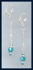 Swarovski Teal Blue Crystal Rondelle Earrings