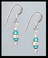 Tiny Swarovski Teal Blue Crystal Earrings