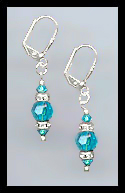Short Swarovski Teal Blue Crystal Earrings