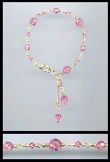 Gold Rose Pink Swarovski Crystal Bracelet