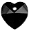 Jet Black Crystal Heart Earrings