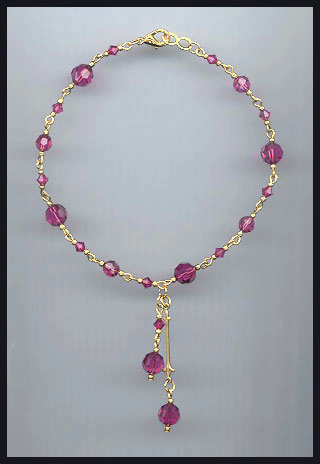 Fuchsia Pink Crystal Drop Anklet