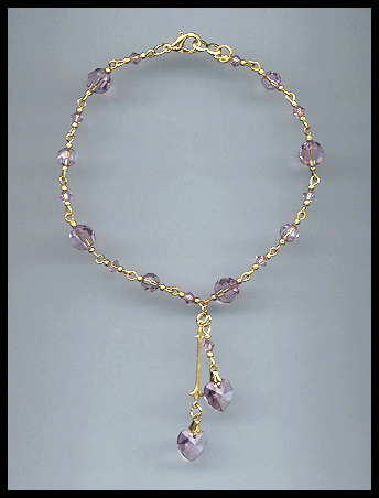 Lavender Crystal Heart Anklet