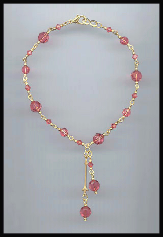 Coral Peach Crystal Anklet