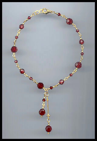 Ruby Red Crystal Anklet