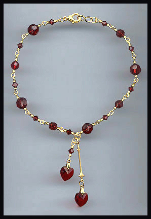 Ruby Red Heart Anklet