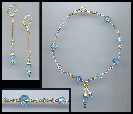 Aquamarine Crystal Anklet Set