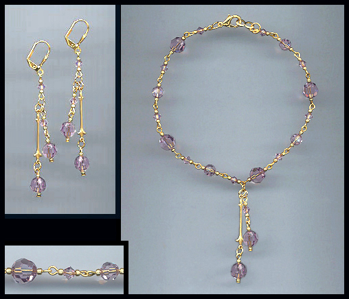 Lavender Crystal Anklet sET