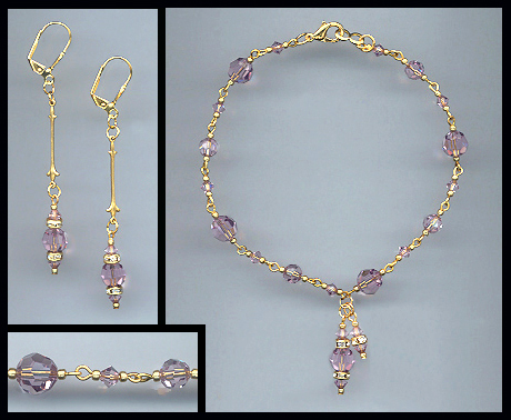 Lavender Crystal Anklet Set