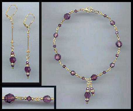 Amethyst Purple Crystal Anklet Set