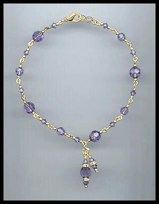 Tanzanite Purple Swarovski Crystal Anklet