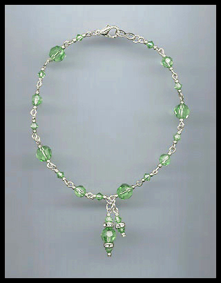 Peridot Green Crystal Anklet