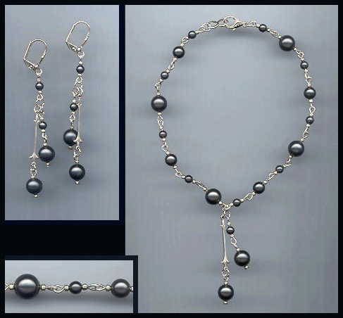 Swarovski Black Pearl Anklet Set