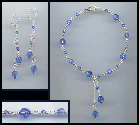 Swarovski Sapphire Blue Crystal Anklet Set