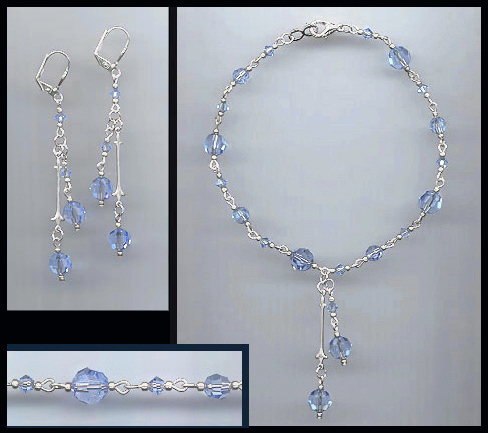 Swarovski Light Blue Crystal Anklet Set