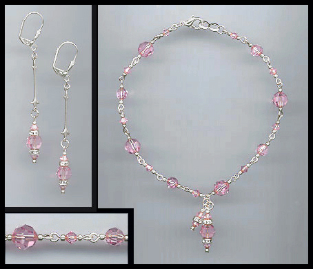Swarovski Light Pink Crystal Anklet Set