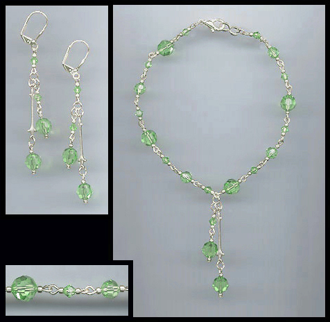 Swarovski Peridot Green Crystal Anklet Set
