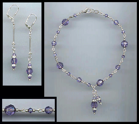 Tanzanite Purple Crystal Anklet Set