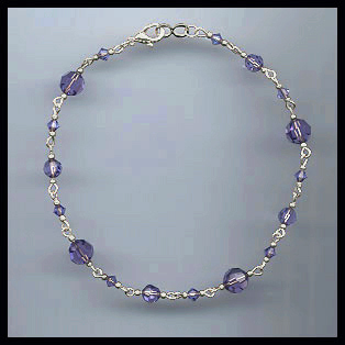 Swarovski Tanzanite Purple Crystal Anklet