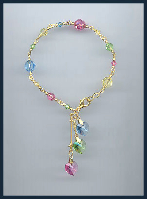 Pastel Crystal Hearts Bracelet