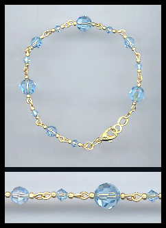 Gold Aquamarine Crystal Bracelet