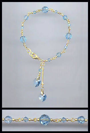 Aquamarine Crystal Heart Bracelet