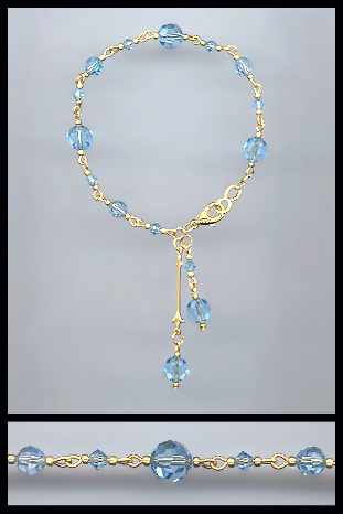 Gold Swarovski Aquamarine Crystal Bracelet