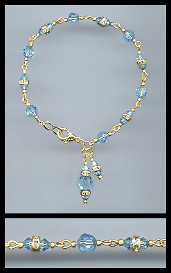 Aquamarine Crystal Charm Bracelet