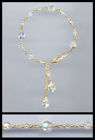 Gold Aurora Borealis Double Heart Bracelet