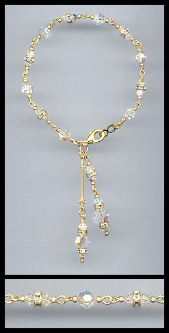 Gold Aurora Borealis Crystal Rondelle Bracelet