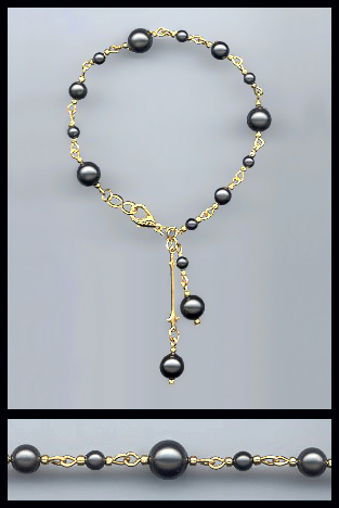 Gold Swarovski Black Pearl Bracelet