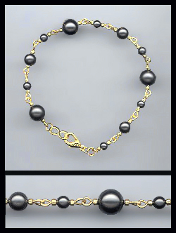 Hand-Linked Black Pearl Bracelet