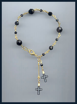 Black Frosted Crystal Cross Bracelet 