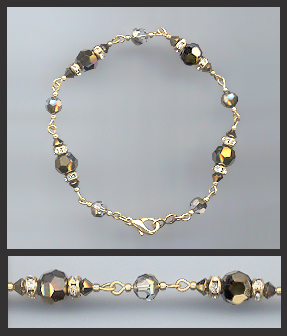 Gold Dorado Gold Crystal Rondelle Bracelet Earrings Set